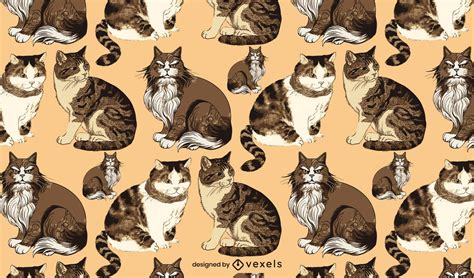 Realistic Cats Pattern Design Vector Download