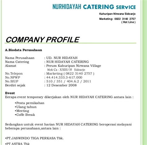 Detail Contoh Company Profile Catering Koleksi Nomer 28