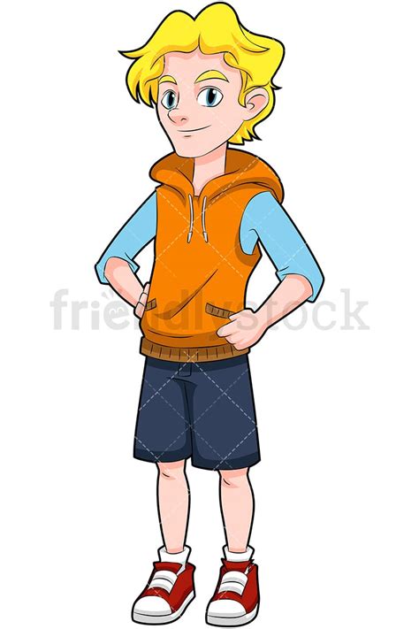 Teenage Boy Wearing Shorts Cartoon Vector Clipart