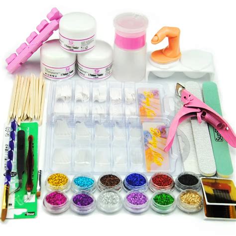 Acrylic Nail Art Manicure Kit 12 Color Nail Glitter Powder Decoration ...