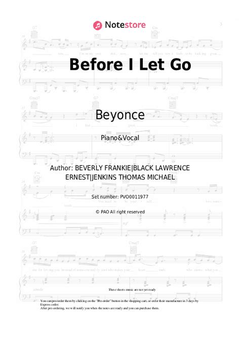 Before I Let Go piano sheet music and voice Beyonce in Note-Store.com | Piano&Vocal SKU PVO0011977