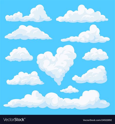 Fluffy clouds in the cartoon style Royalty Free Vector Image