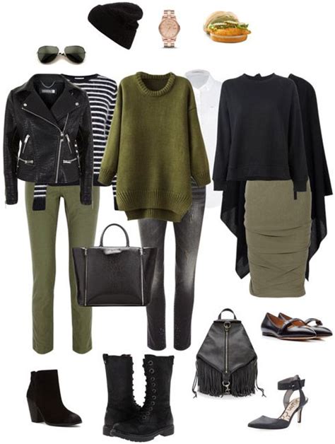 Ensemble: Olive and Black | Fashion capsule wardrobe, Smart casual ...