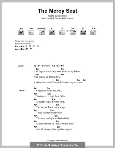 The Mercy Seat by M. Harvey, N. Cave - sheet music on MusicaNeo