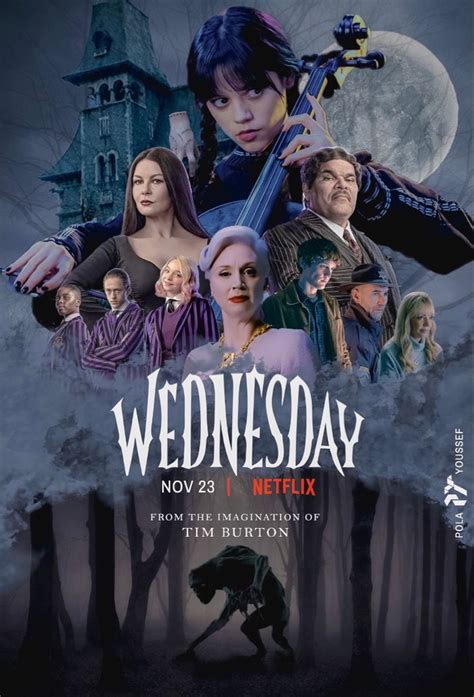 the poster for wednesday, starring actors from left to right tim burton ...