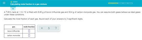 Solved O GASES Calculating mole fraction in a gas mixture A | Chegg.com | Chegg.com