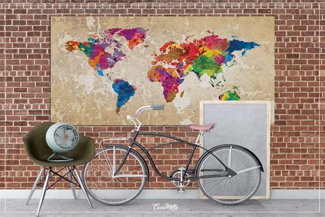 World Map Push Pin Large World Map CANVAS Print Map Travel | Etsy