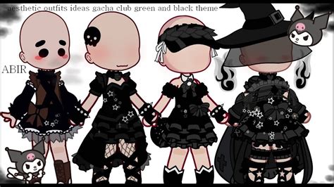 [🍀]aesthetic outfits ideas [🍀]gacha club[🍀] black theme [🍀] - YouTube