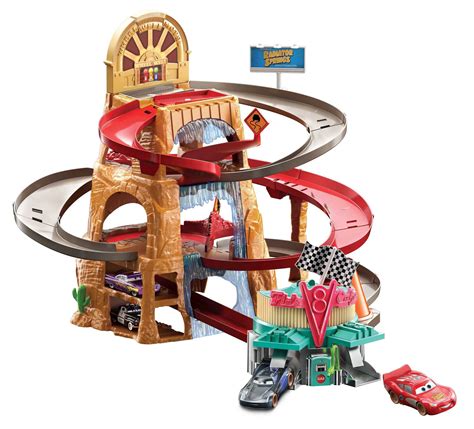 Buy Disney and Pixar Cars Track Set, Radiator Springs ain Race Playset with 2 Toy Cars, Launcher ...