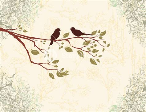 Birds On A Branch Vector Illustration Royalty-Free Stock Image ...