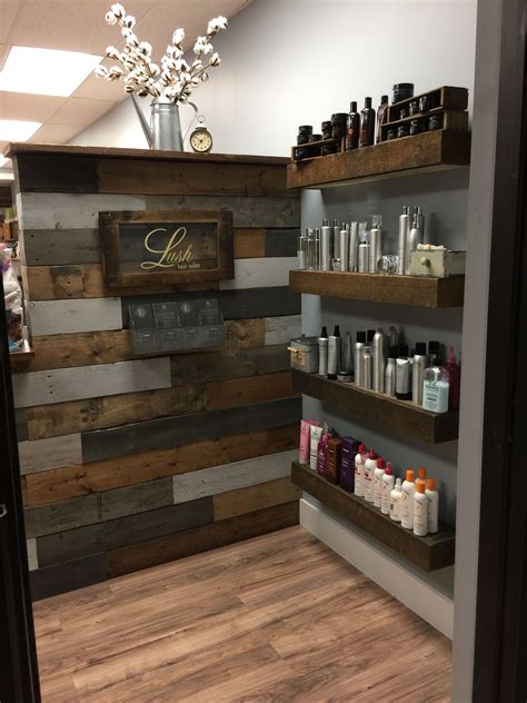 Alternate barn board wall | Home hair salons, Rustic salon, Salon decor