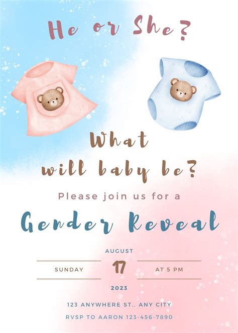 Free Custom Printable Gender Reveal Invitation Templates, 56% OFF