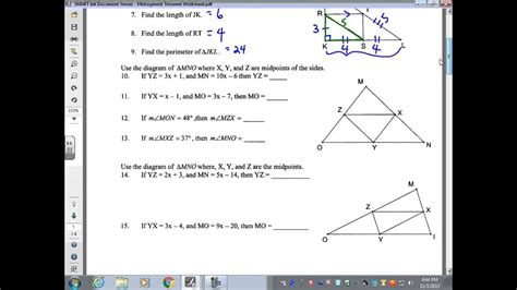 Midsegment Of A Triangle Worksheet