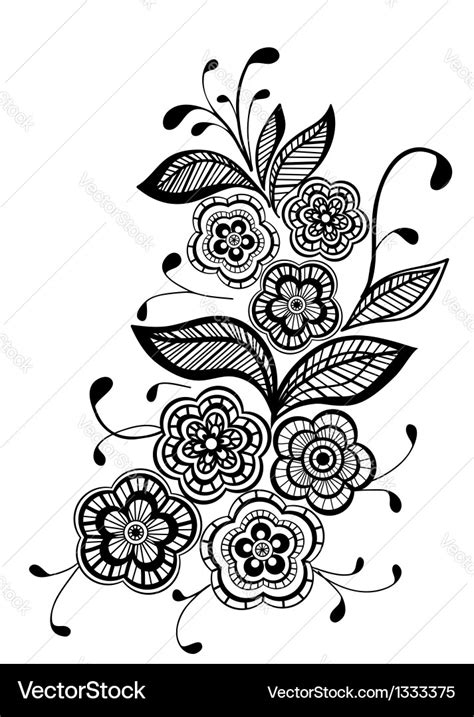 Beautiful black and white floral pattern design el