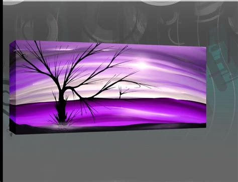 LARGE PURPLE CANVAS PICTURE MODERN LANDSCAPE PAINTING | eBay