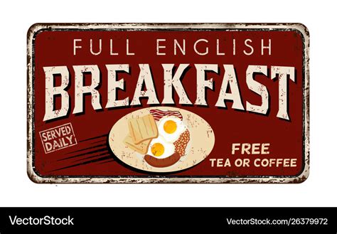 Full english breakfast vintage rusty metal sign Vector Image