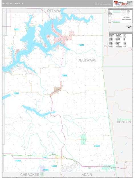 Delaware County, OK Wall Map Premium Style by MarketMAPS