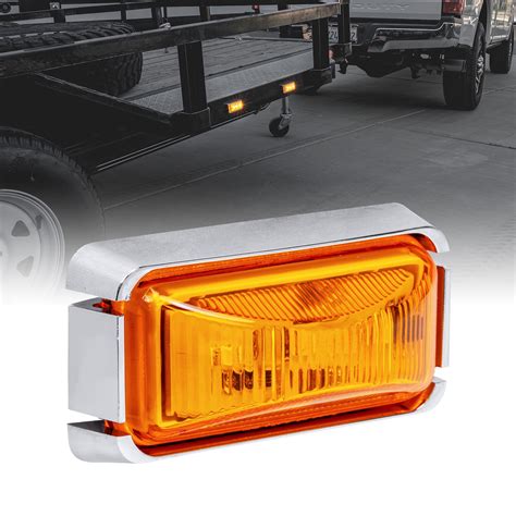 2.5" Amber LED Trailer Side Marker Light Chrome Bezel DOT FMVSS 108 SAE P2PCÂ - Walmart.com