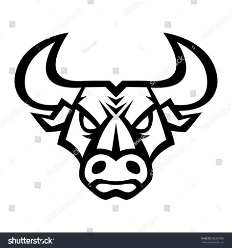 Angry Cartoon Bull Face Big Horns Stock Vector (Royalty Free) 388305796 ...