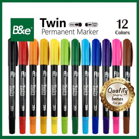 bnesos Stationary School Supplies B&e Twin Permanent Marker Pen Pentel Pen 12 Colors | Shopee ...