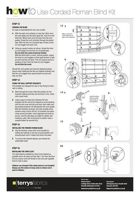 Corded Roman Blind Kit Fitting Instructions