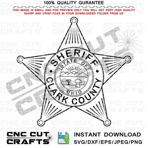 Clark County Ohio Sheriff Badge Svg Dxf Vector Line Art - Etsy