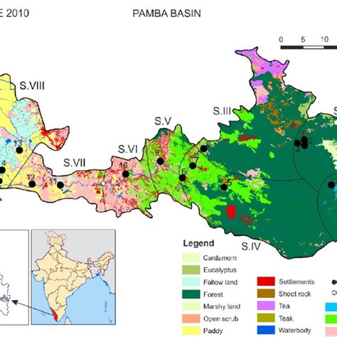 Land use map of the Pamba River including sampling locations and... | Download Scientific Diagram