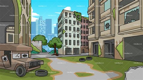 Abandoned City Background Cartoon Clipart Vector - FriendlyStock