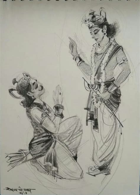 Krishna Arjun Geeta Pencil Sketch | Meaningful drawings, Beautiful art ...