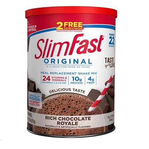 SlimFast Original Meal Replacement Shake Mix, Rich Chocolate Royale, 20.18 Oz, 22 Servings ...