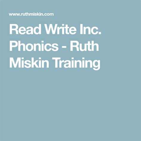 Read Write Inc. Phonics - Ruth Miskin Training | Phonics, Read write ...