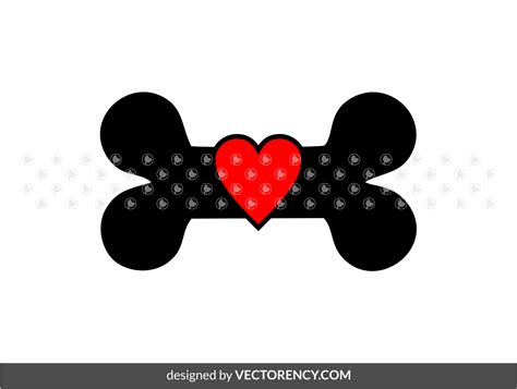 Dog Bone With Heart SVG