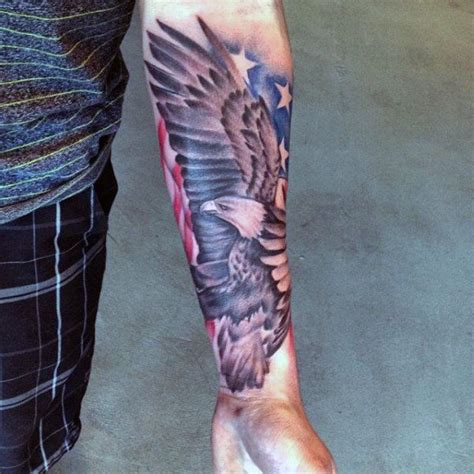 Bald Eagle Patriotic Forearm Tattoos for Men