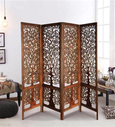 Buy Solid Wood Room Divider in Brown Colour by Wooden Twist Online ...