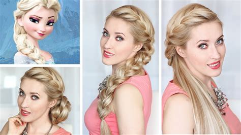 Frozen Elsa BRAID hairstyle. BACK TO SCHOOL hair tutorial, BUN and HALF UPDO - YouTube