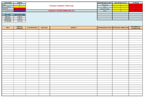 Rfi Log Template