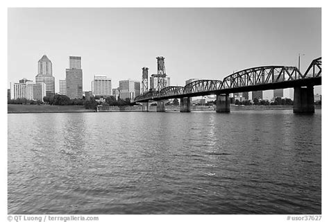 Black and White Picture/Photo: Portland skyline, Hawthorne Bridge, and ...