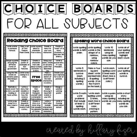 Choice Boards | Teaching Resources