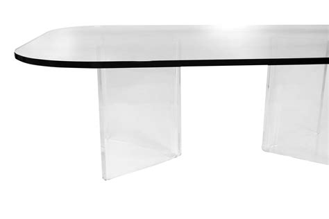 Mid Century Modern Lucite Base Glass Top Coffee Table - Mary Kay's Furniture