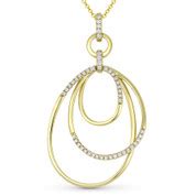 0.33 ct Round Cut Diamond Eternity Circle Pendant & Chain Necklace in 14k Yellow Gold - AM ...