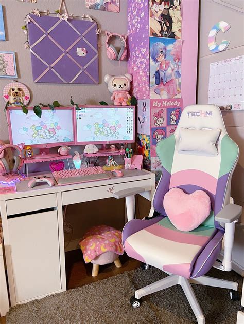 TechniSport Kawaii Chair Gaming Setup in 2021 | Kawaii room, Gamer room, Game room design