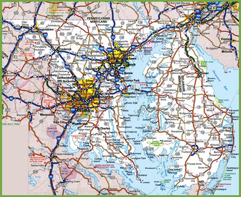 Large Detailed Roads And Highways Map Of Maryland And Delaware States | Images and Photos finder