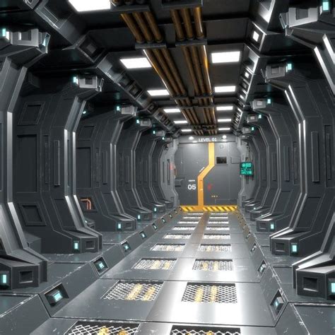 sci fi corridor 3d model | Spaceship interior, Scifi interior, Sci fi ...