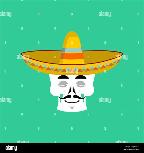 Skull in sombrero sleeping Emoji. Mexican skeleton for traditional feast day of the dead Stock ...