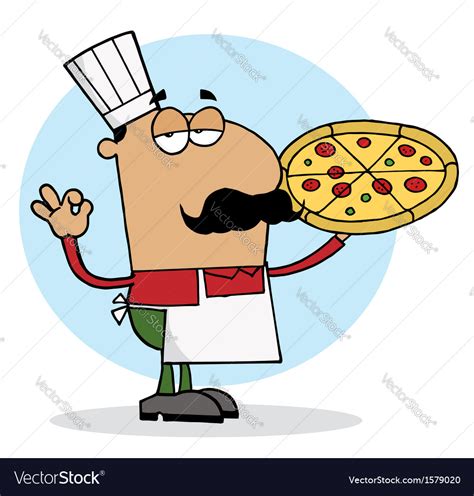 Cartoon pizza chef Royalty Free Vector Image - VectorStock