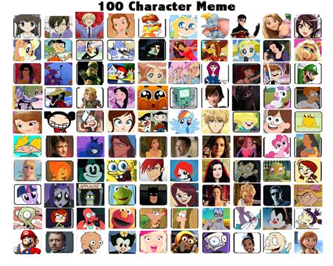 100 Character Meme by DazedDaisiesO-o on DeviantArt