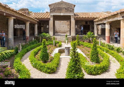 POMPEII, ITALY - MAY 13: A beautiful ancient house. Pompeii is an ancient Roman city died from ...