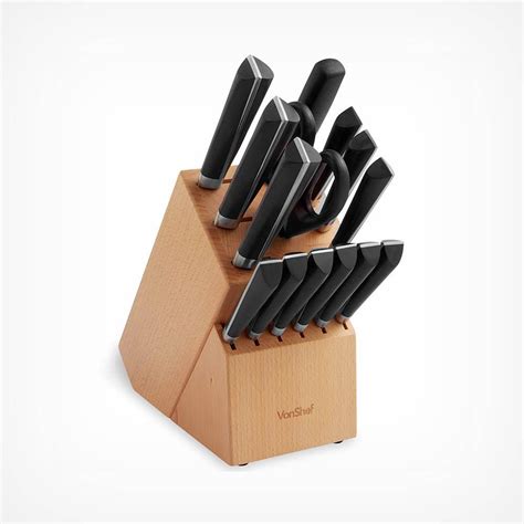 15pc Stainless Steel Knife Block Set | VonShef | Domu | Knife block set, Knife block, Knife