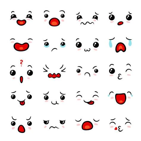 Cartoon Faces Expressions Collection Set Stock Illustration - Download Image Now - iStock | Cute ...