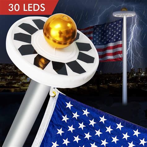 Solar Flag Pole lights 30 LED Weatherproof Flagpole Downlight Night ...